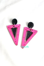 Load image into Gallery viewer, 80s Violet Mirrored Earrings with Galaxy Stud
