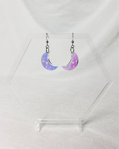 Iridescent Mini Crescent Moon Earrings