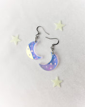 Load image into Gallery viewer, Iridescent Mini Crescent Moon Earrings
