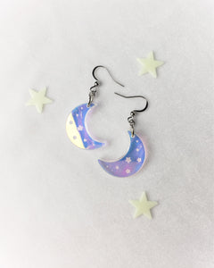 Iridescent Mini Crescent Moon Earrings