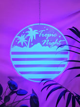 Load image into Gallery viewer, Tropic Night-Retro Synthwave Blue Moon  Acrylic Art Wall Hanging Circle
