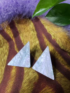 80s Stud Blue Marble Triangle Earrings