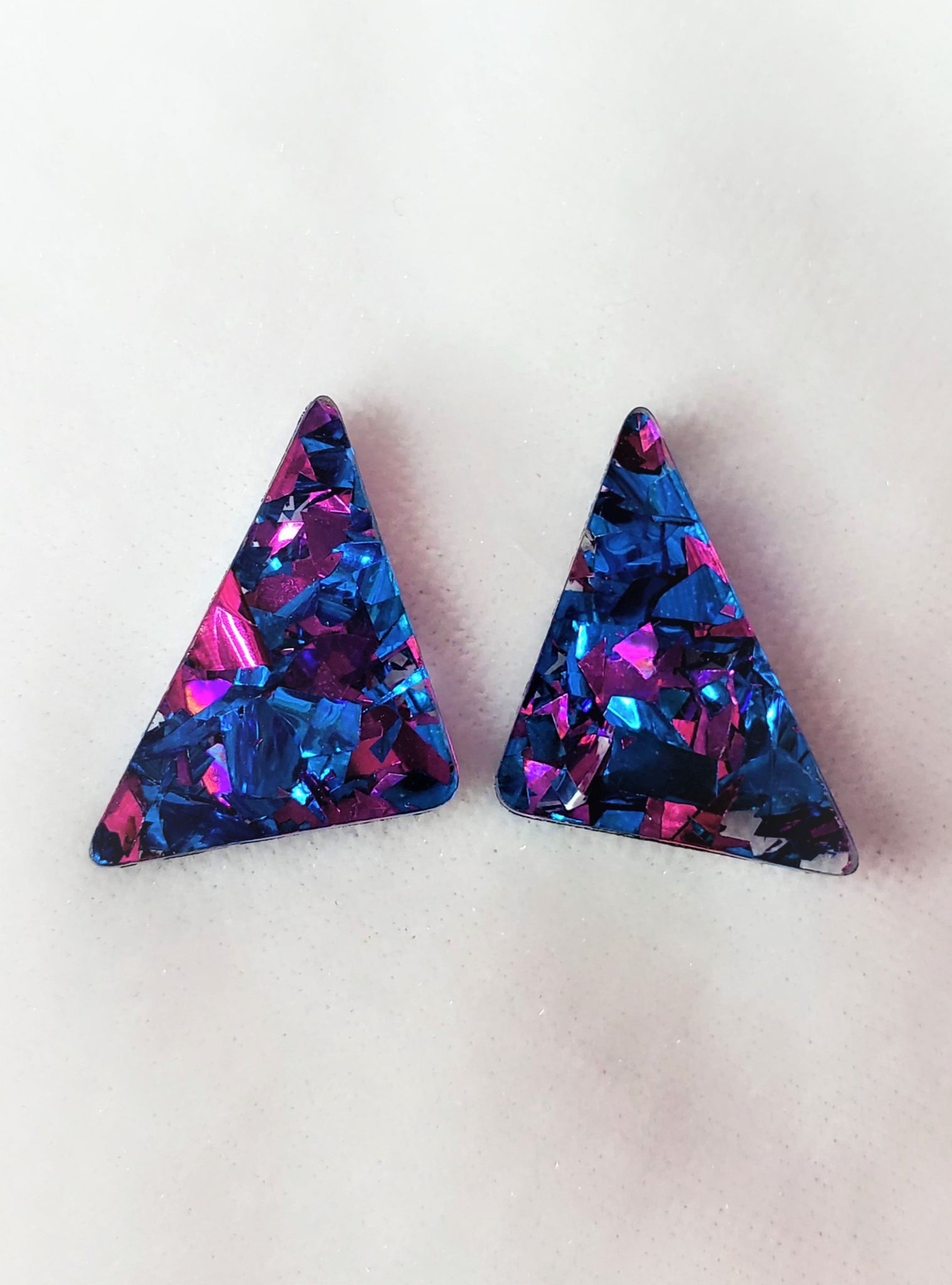 Mini 80s Inspired Chunky Glitter Triangle Earrings