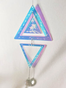 80s Memphis Style Rainbow Iridescent Triangle Prism Suncatcher