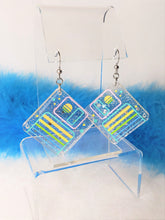 Load image into Gallery viewer, Pastel Rainbow Mini Diskette Star Glitter Earrings
