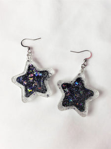 Shaker Star with Moon and Star Glitter Earrings