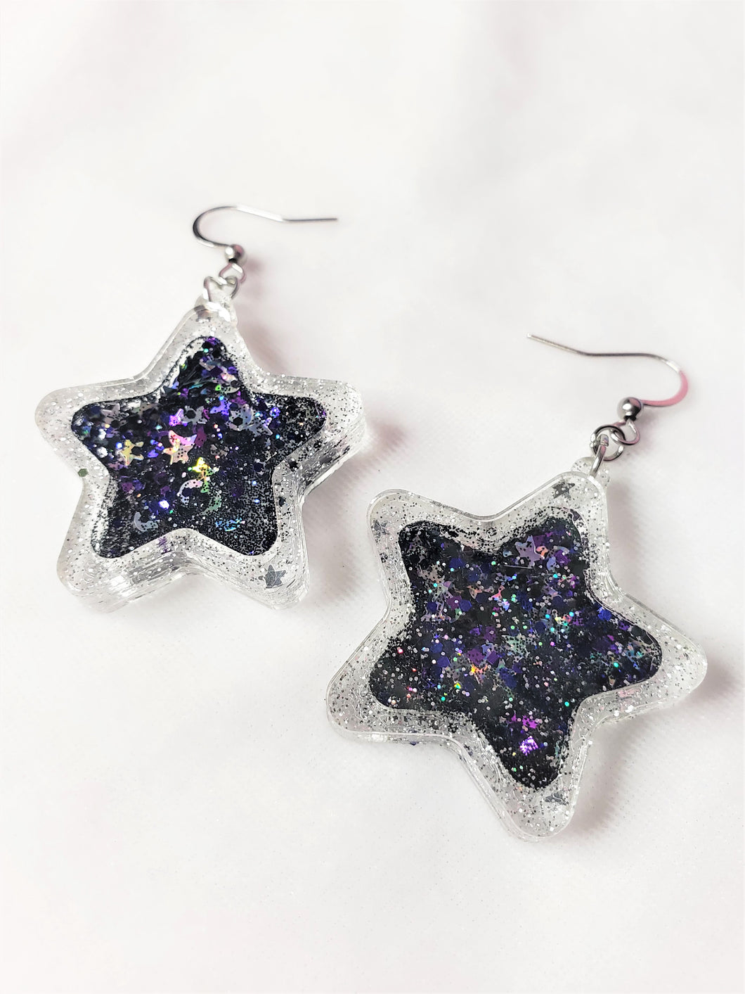 Shaker Star with Moon and Star Glitter Earrings