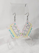 Load image into Gallery viewer, Mini 90s Mix Cassette Tape Frosted Clear Acrylic Earrings
