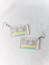 Load image into Gallery viewer, Mini 90s Mix Cassette Tape Frosted Clear Acrylic Earrings
