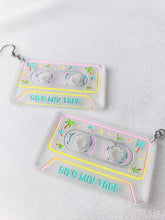 Load image into Gallery viewer, Mini 90s Mix Cassette Tape Frosted Clear Acrylic Earrings
