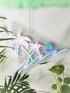 Pastel Dreams-Made to Order-80s Vaporwave Acrylic Art Wall Hanging Triangle