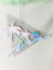 Pastel Dreams-Made to Order-80s Vaporwave Acrylic Art Wall Hanging Triangle
