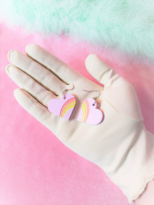 Retro Rainbow Heart Earrings