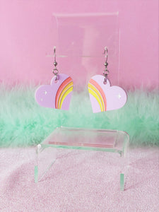 Retro Rainbow Heart Earrings