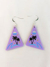 Load image into Gallery viewer, Vaporwave 80s Beach Palm Tree Acrylic Dangle Earrings
