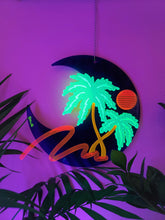 Load image into Gallery viewer, Neon Blue Moon-Blacklight Crescent Moon Acrylic Art Wall Hanging
