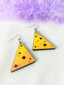 80s Star Geometric Rainbow Iridescent Earrings