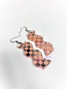 Fall Checkered Wave Earrings