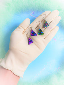 Mini 80s Inspired Chunky Glitter Triangle Earrings | More Colors!