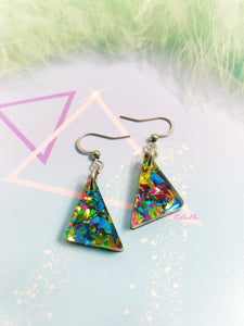 Mini 80s Inspired Chunky Glitter Triangle Earrings | More Colors!
